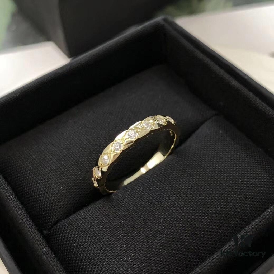 Chanel Quilted Full Diamond Ring Narrow Version, Currently the Hottest Fashion Item, Simple Style for Perfect Elegance