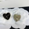 Chanel New Arrival Black Enamel Heart Earrings