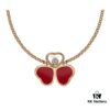 Chopard Happy Hearts Wings Series Champagne Gold Red Agate Peacock White Shell Floating Diamond Necklace