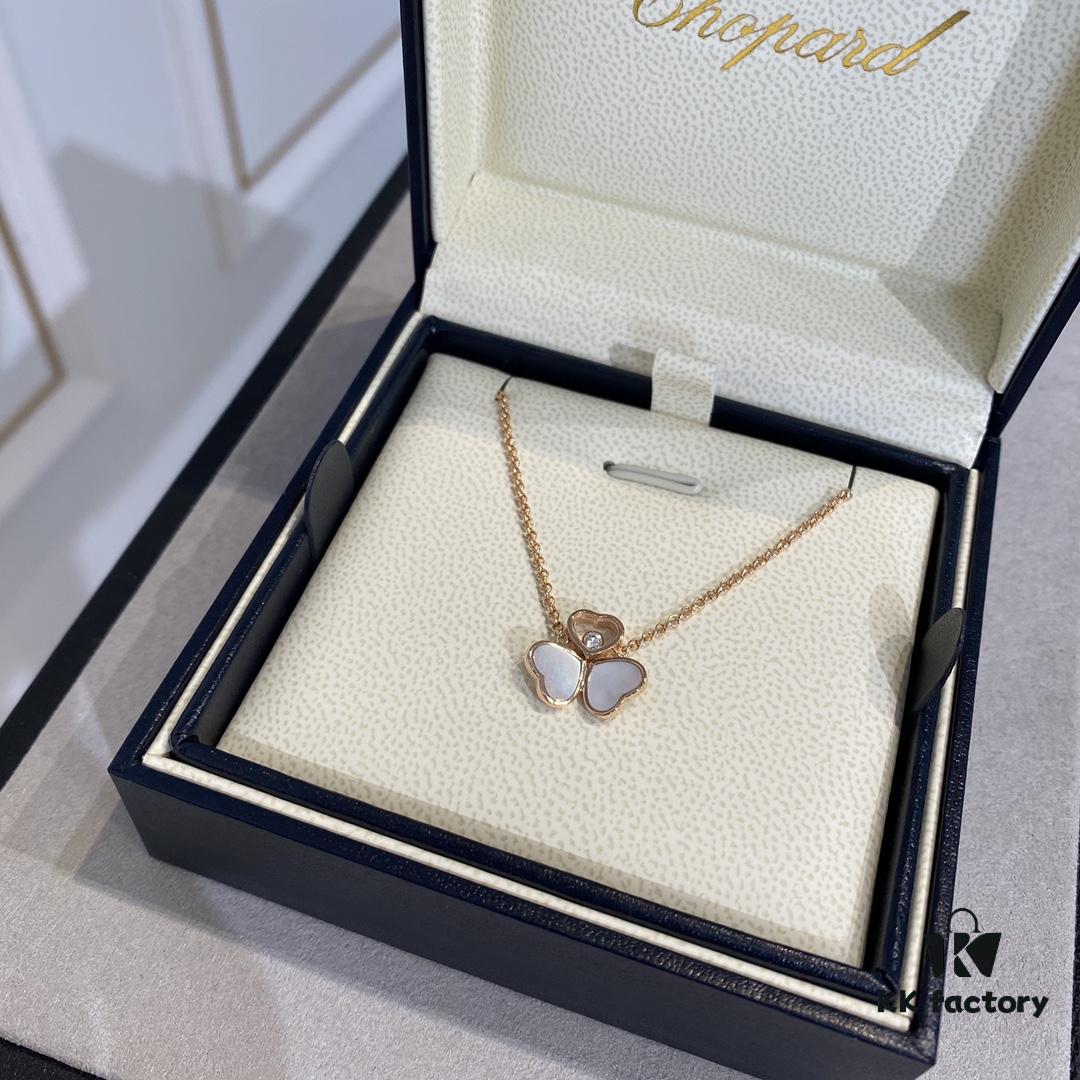 Chopard Happy Hearts Wings Series Pendant Necklace with Movable Diamond and Mother-of-Pearl Hearts