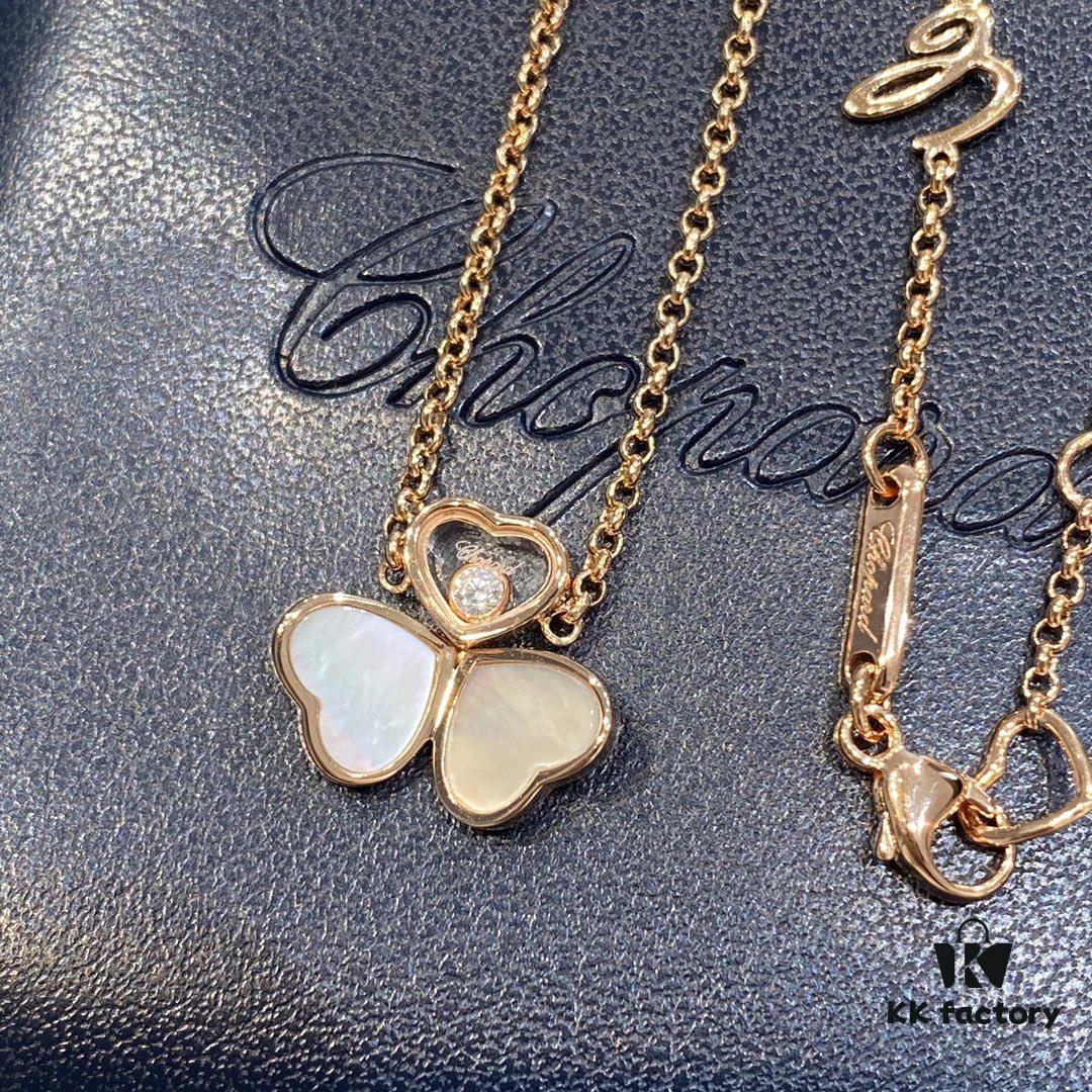 Chopard Happy Hearts Wings Series Pendant Necklace with Movable Diamond and Mother-of-Pearl Hearts