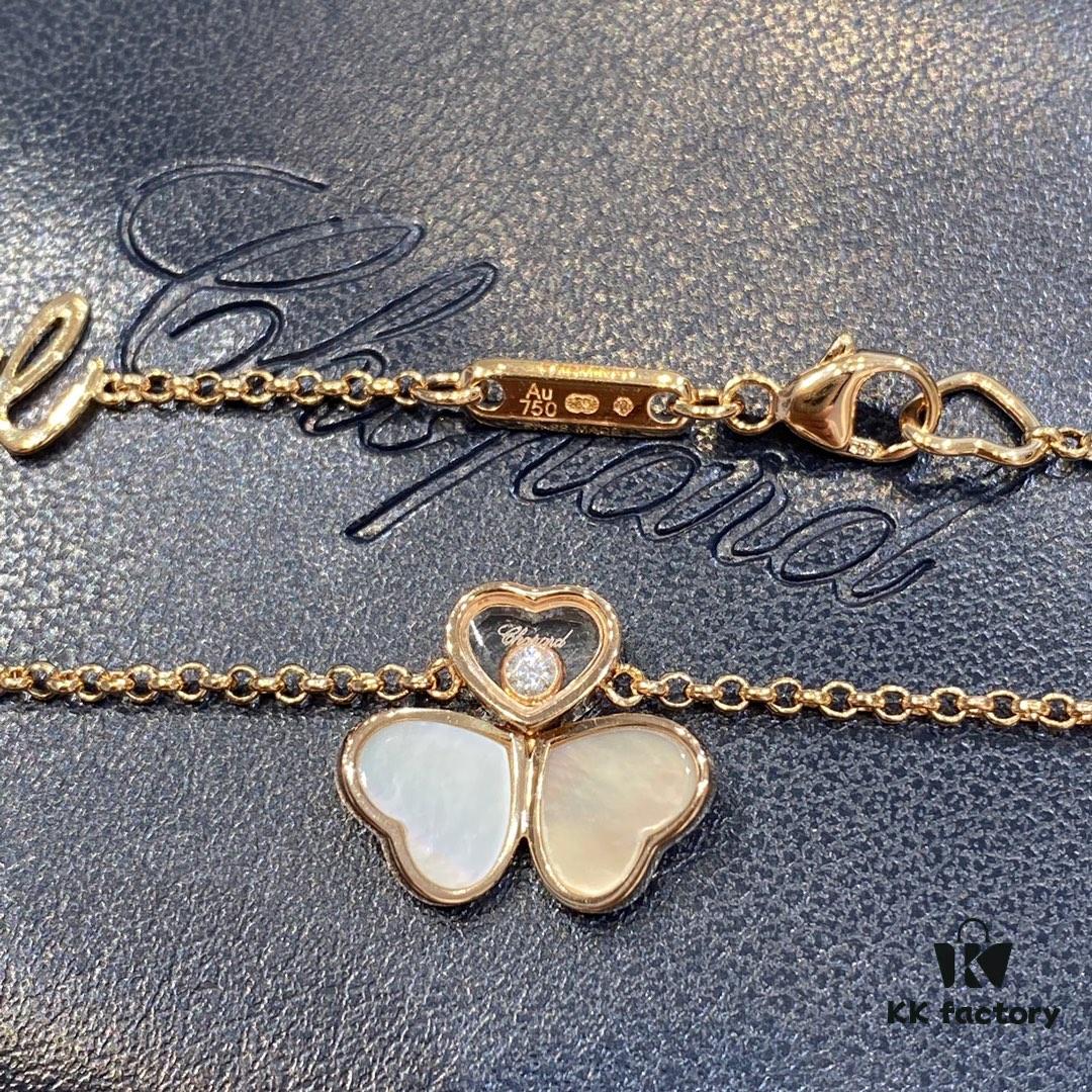 Chopard Happy Hearts Wings Series Pendant Necklace with Movable Diamond and Mother-of-Pearl Hearts