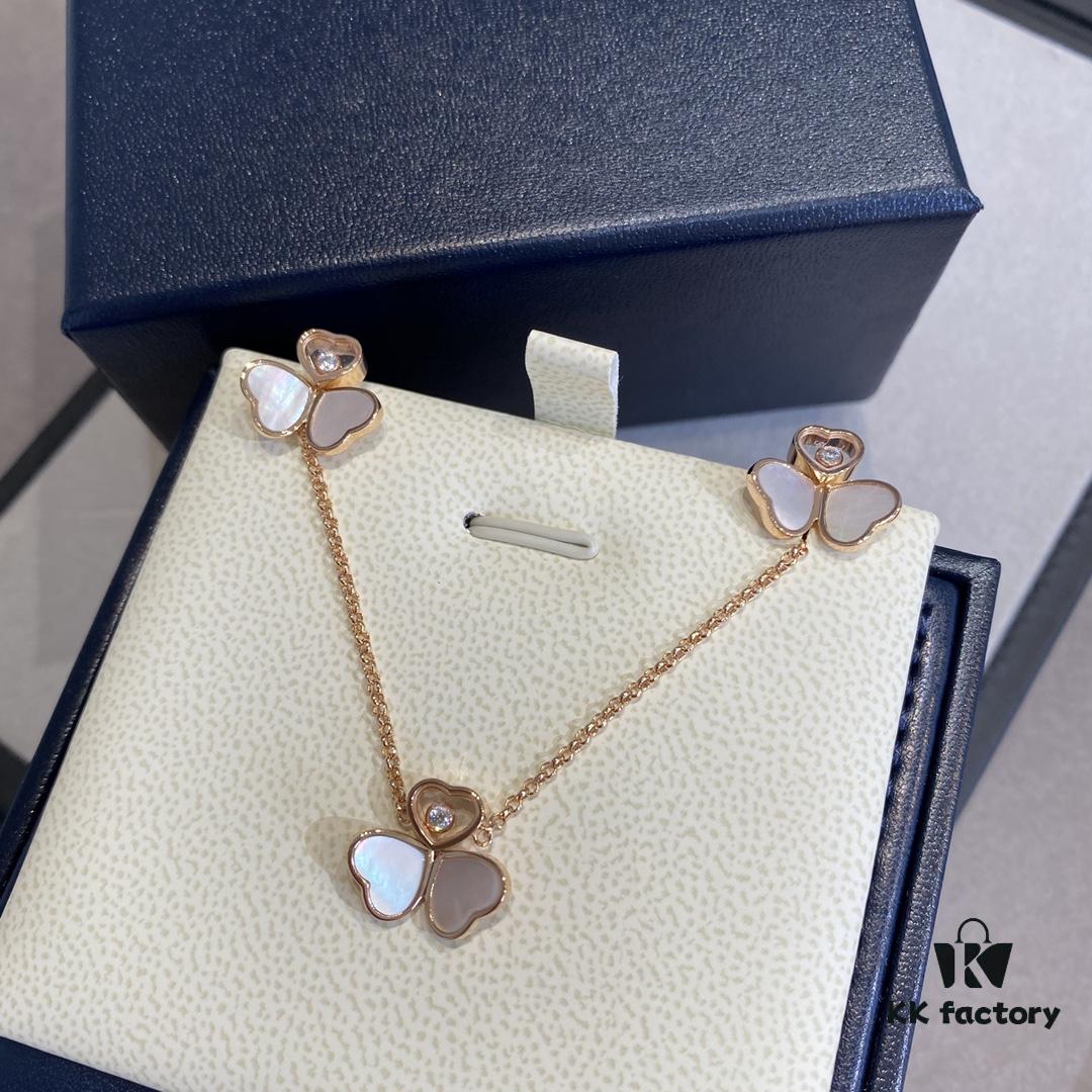 Chopard Happy Hearts Wings Series Pendant with Movable Diamond and Mother-of-Pearl Hearts