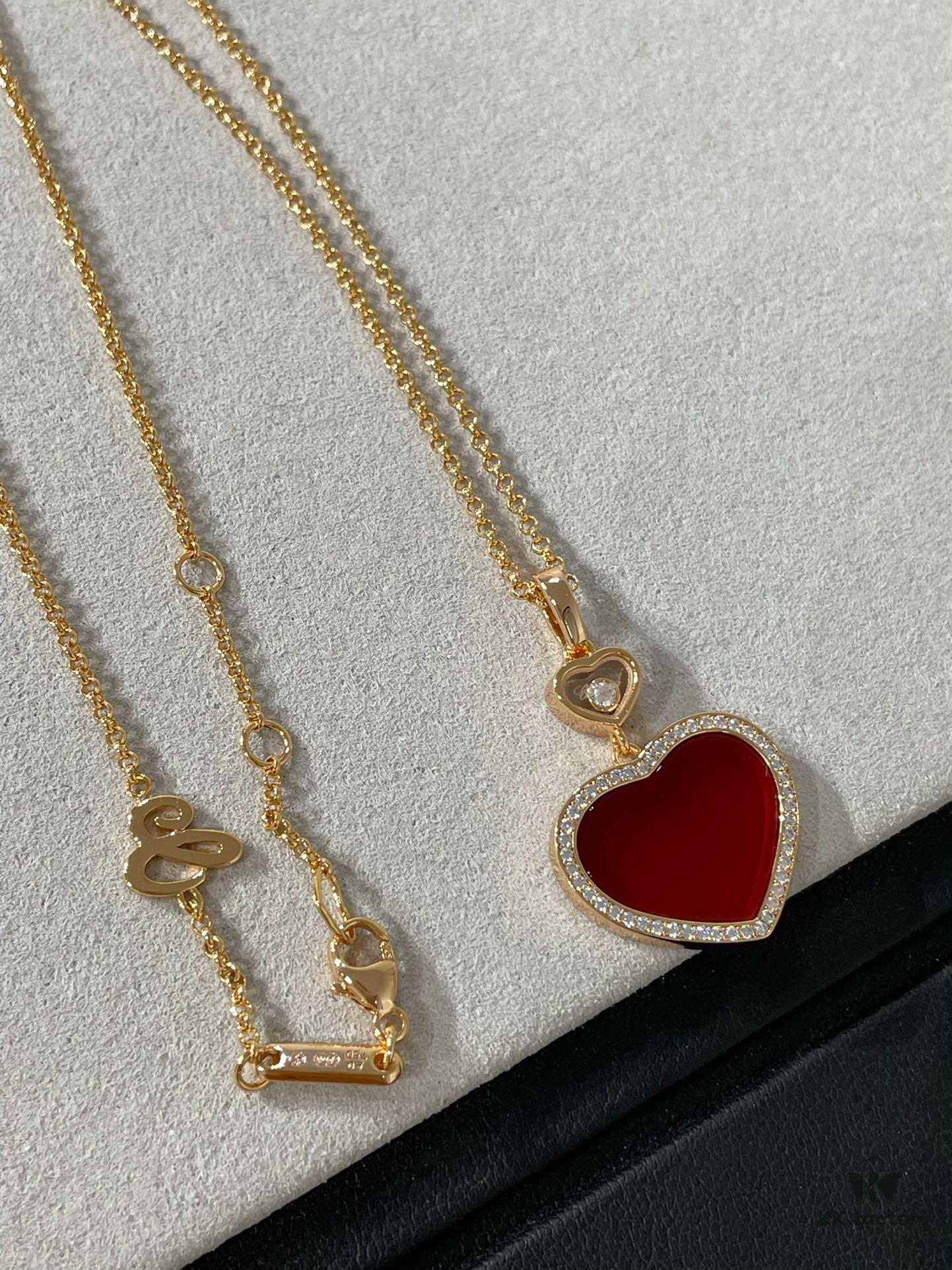Chopard Heart Necklace and Bracelet with Diamond Trimmings in New Year Red