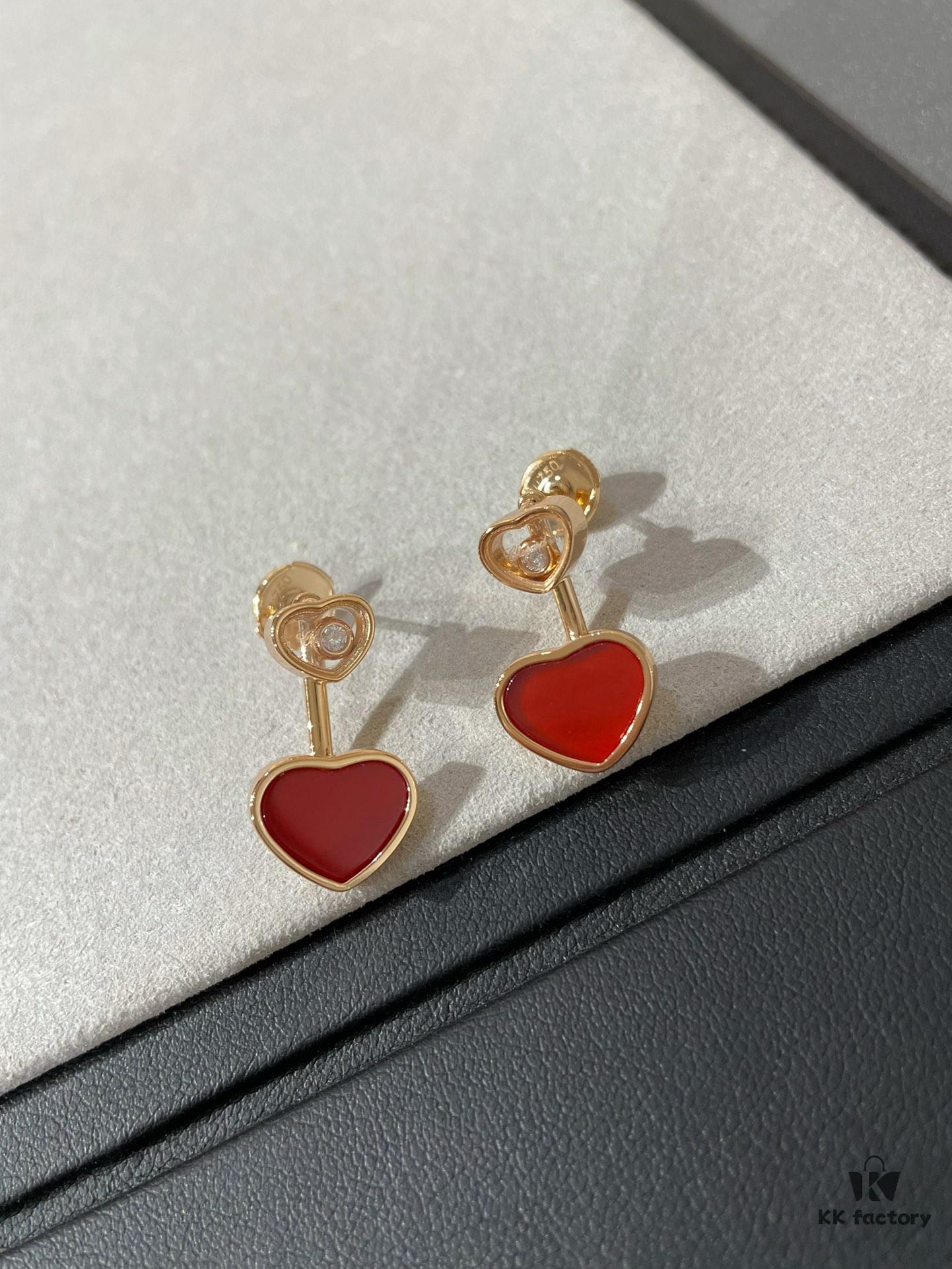 Chopard Heart Earrings with Red Agate
