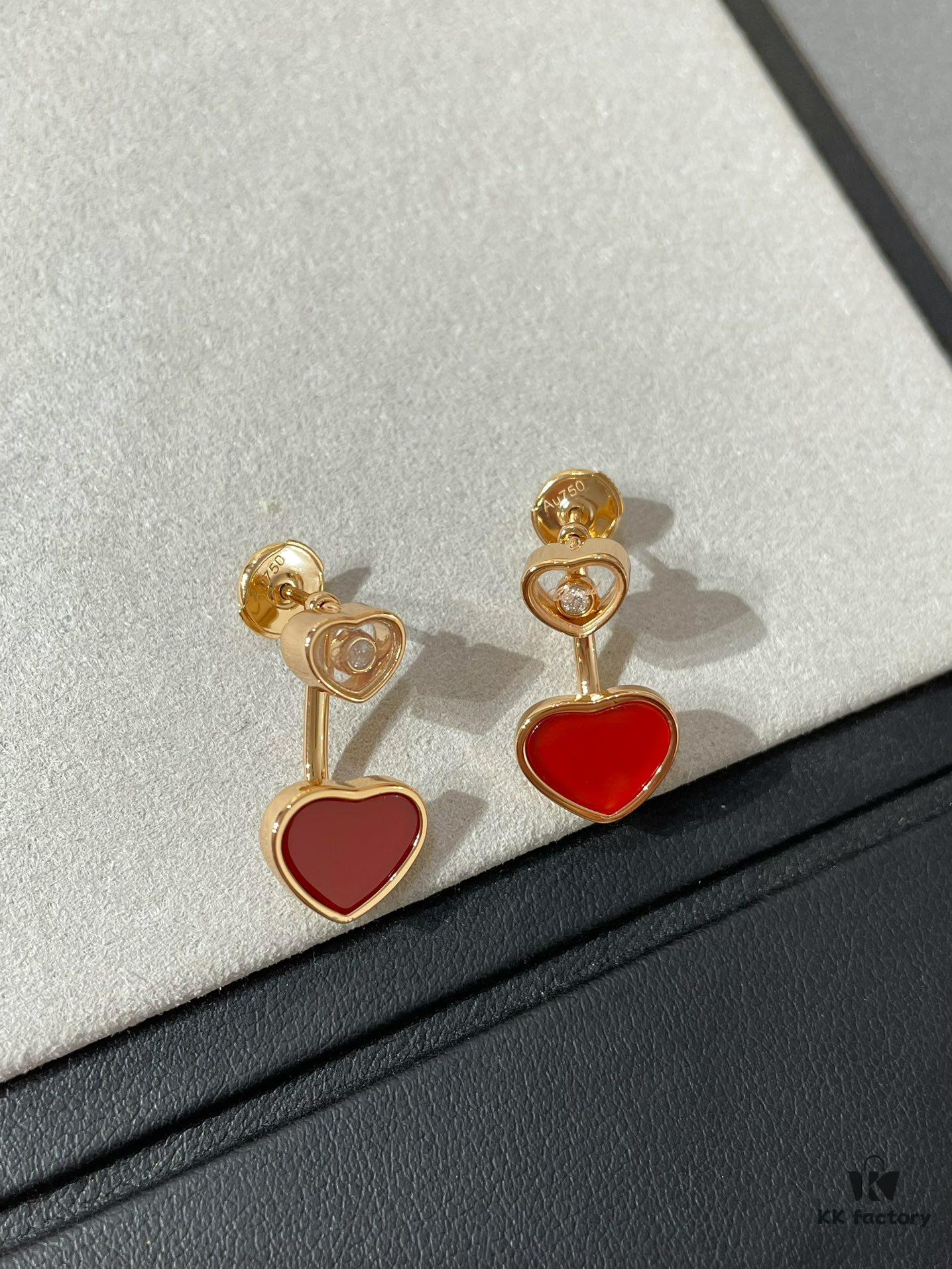 Chopard Heart Earrings with Red Agate