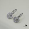 Chopard High-End Stud Earrings with Diamond Encased in Glass, 18K Rose Gold and White Gold, Hypoallergenic, Heart Design with Logo on Glass