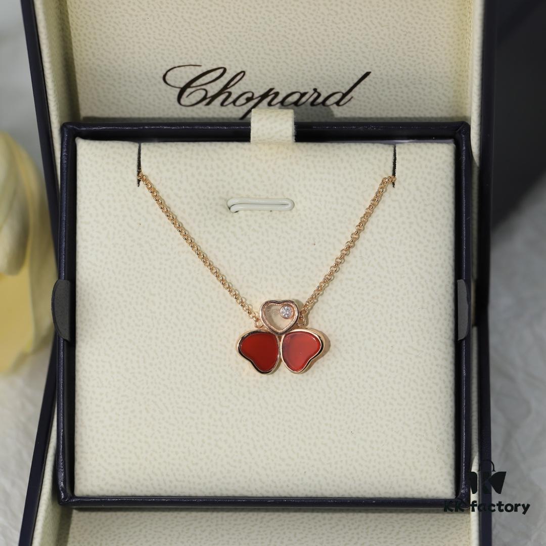 Chopard 👼 Chopard Necklace with Lucky and Iconic Moving Diamond, S925 Sterling Silver with 18K Rose Gold Plating, Authentic Logo and Original Tag, Adjustable Length Heart Pendant