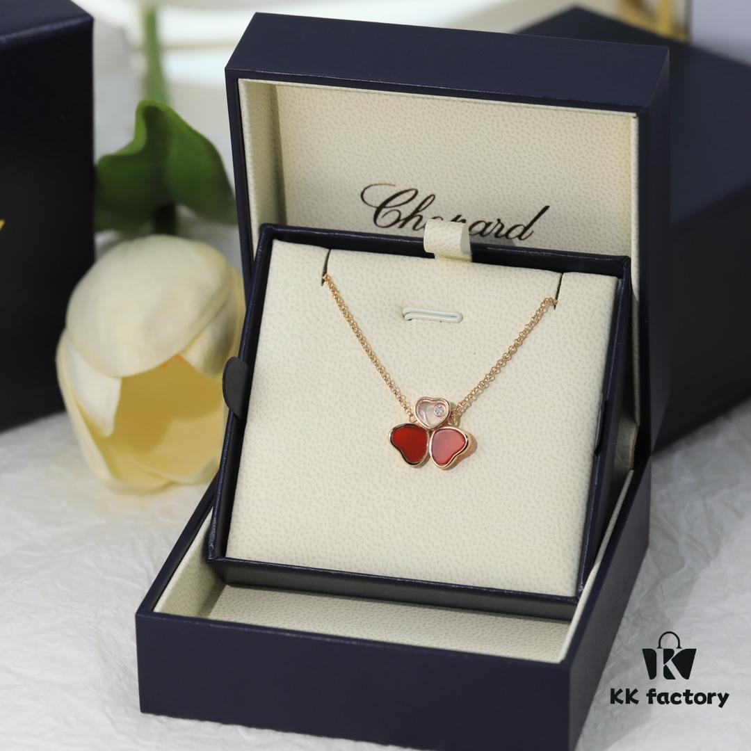Chopard 👼 Chopard Necklace with Lucky and Iconic Moving Diamond, S925 Sterling Silver with 18K Rose Gold Plating, Authentic Logo and Original Tag, Adjustable Length Heart Pendant