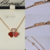 Chopard 👼 Chopard Necklace with Lucky and Iconic Moving Diamond, S925 Sterling Silver with 18K Rose Gold Plating, Authentic Logo and Original Tag, Adjustable Length Heart Pendant