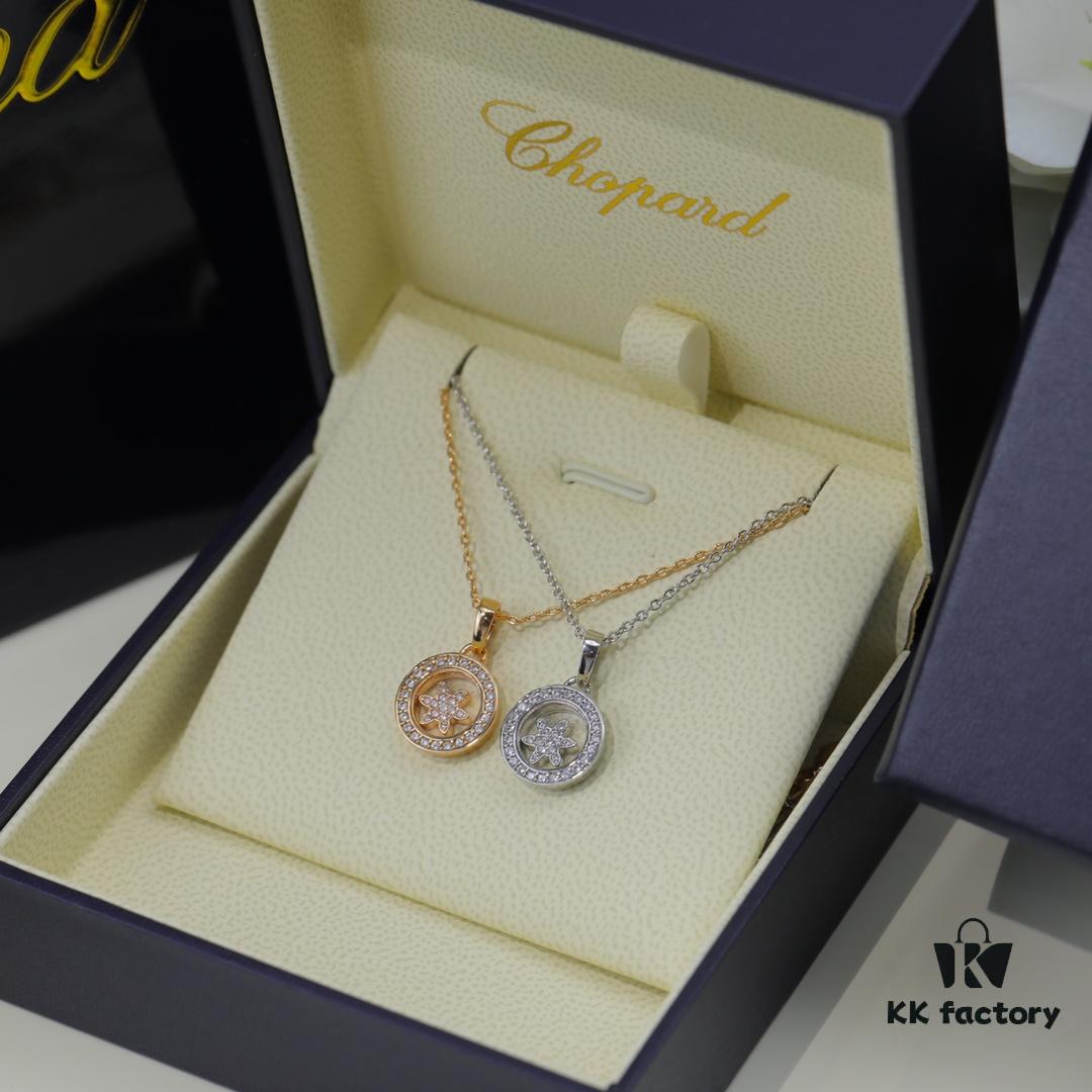 Chopard 👼 Chopard Necklace with Lucky and Iconic Moving Diamonds, 18K Rose Gold, Original Logo, Adjustable Chain