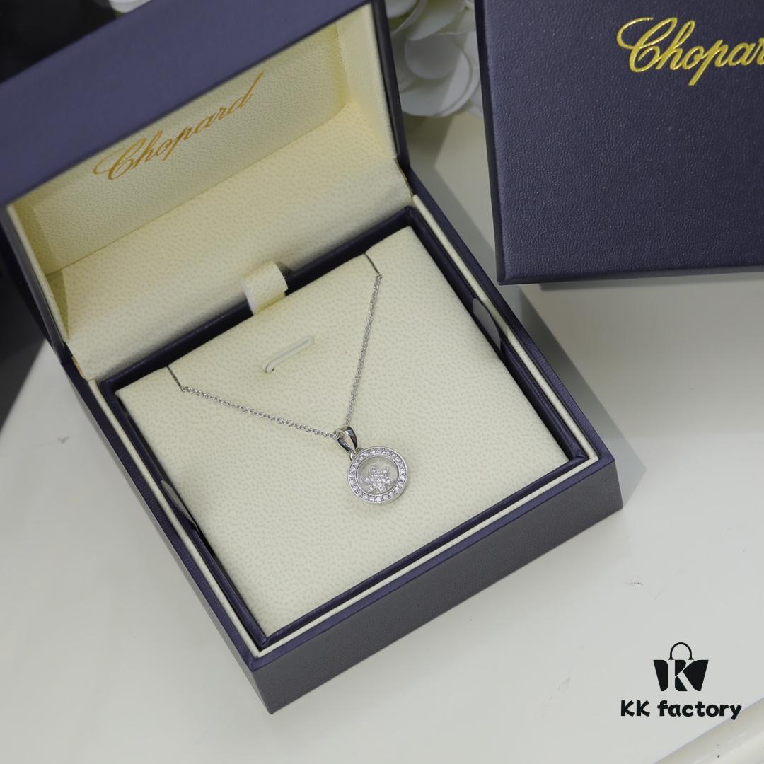 Chopard 👼 Chopard Necklace with Lucky and Iconic Moving Diamonds, 18K Rose Gold, Original Logo, Adjustable Chain