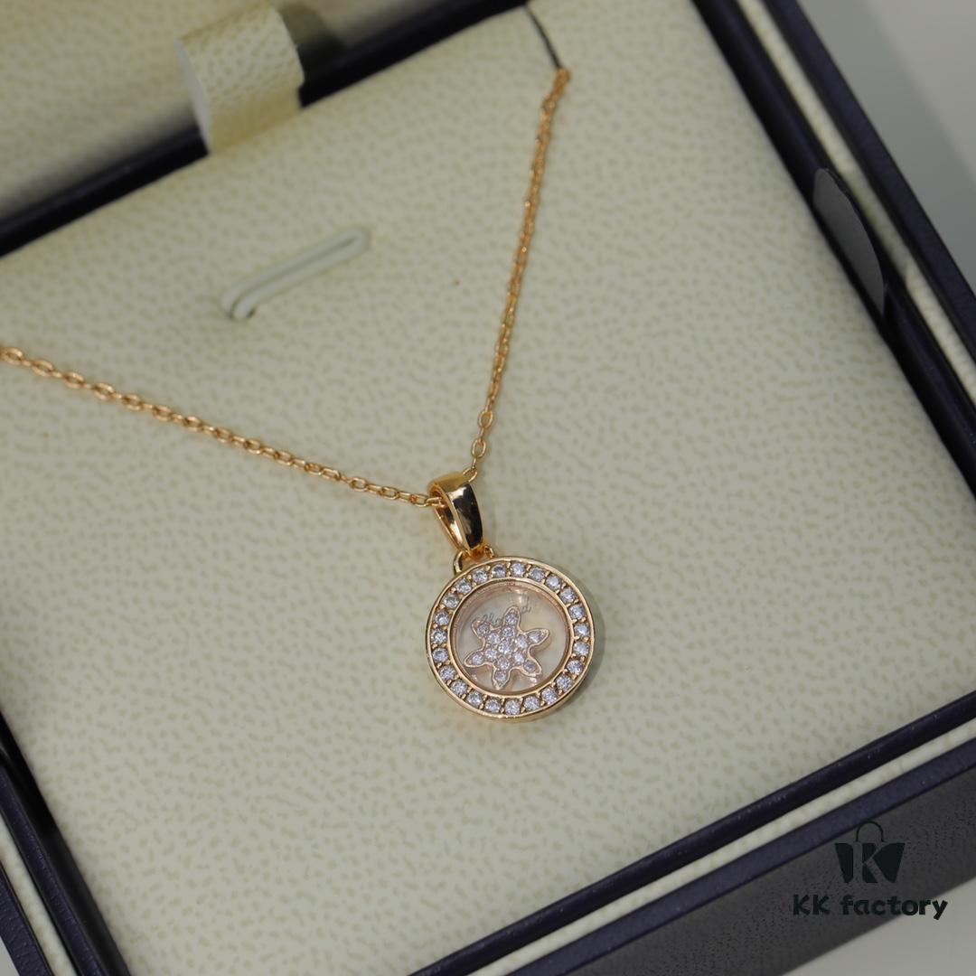 Chopard 👼 Chopard Necklace with Lucky and Iconic Moving Diamonds, 18K Rose Gold, Original Logo, Adjustable Chain
