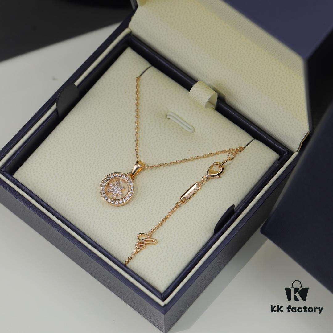 Chopard 👼 Chopard Necklace with Lucky and Iconic Moving Diamonds, 18K Rose Gold, Original Logo, Adjustable Chain