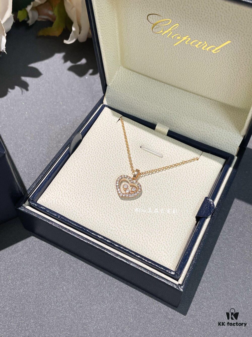 Chopard Happy Diamonds Collection Fully Set Diamond Heart Pendant Necklace with Moving Diamonds