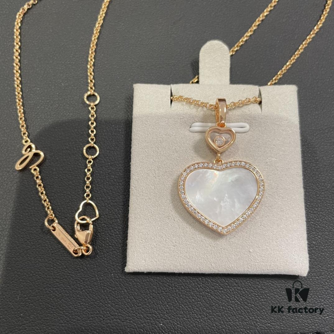 XB Peach Heart Edge Diamond Necklace, White Shell Version