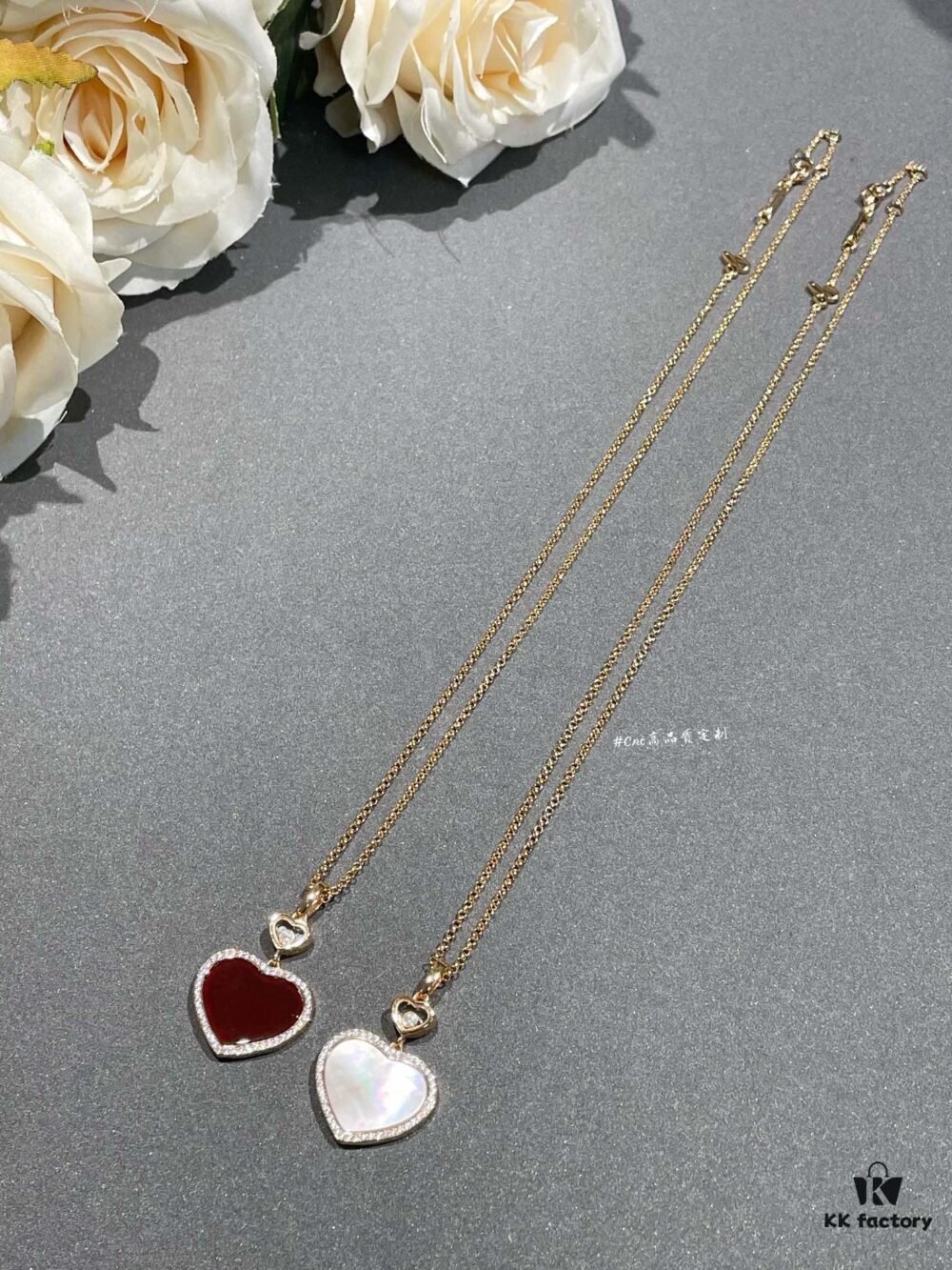 Chopard Happy Hearts Collection Heart Pendant Necklace with Diamonds, Two Colors Available in Stock