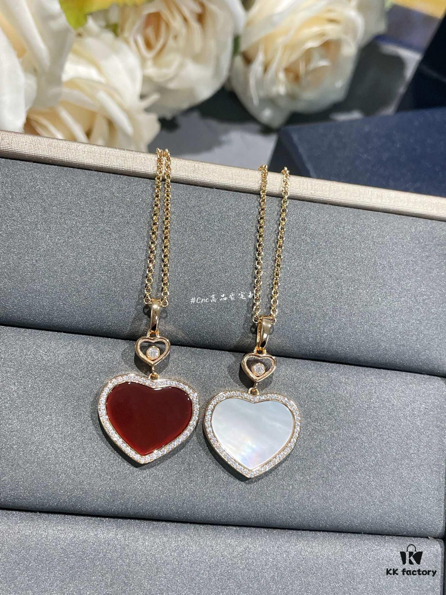 Chopard Happy Hearts Collection Heart Pendant Necklace with Diamonds, Two Colors Available in Stock