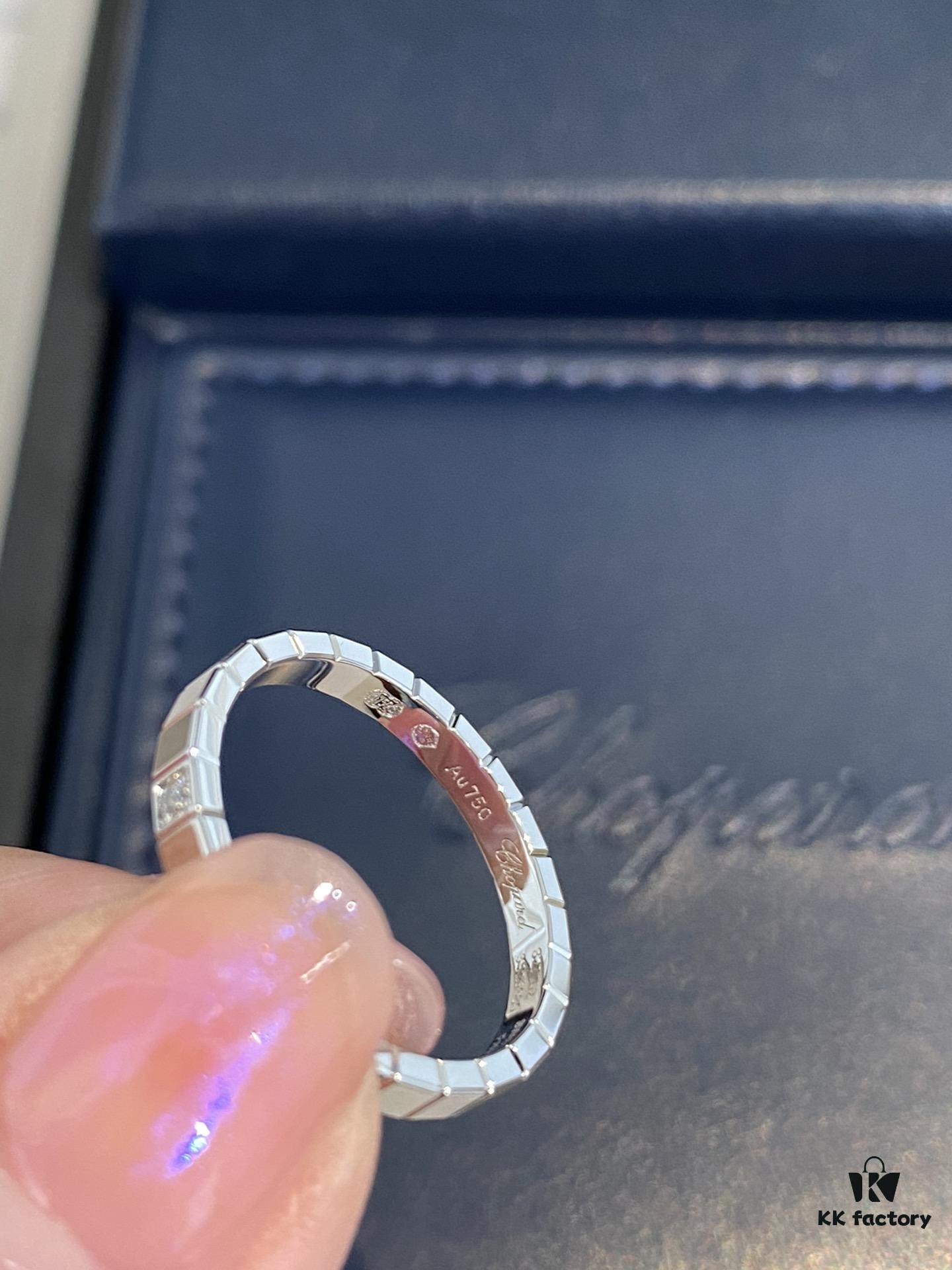 New Chopard Ice Cube Series Ring, Same Style as Zhu Yilong's, Precision-Carved Mini Ice Block Ring with Single or Ten Diamonds, White Gold and Rose Gold Narrow Version