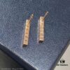 New Arrival, Chopard Ice Cube Series Ear Studs – Exquisitely Crafted CNC-Engraved Design in White and Rose Gold with Multi-Faceted 'Ice Cube' Detailing