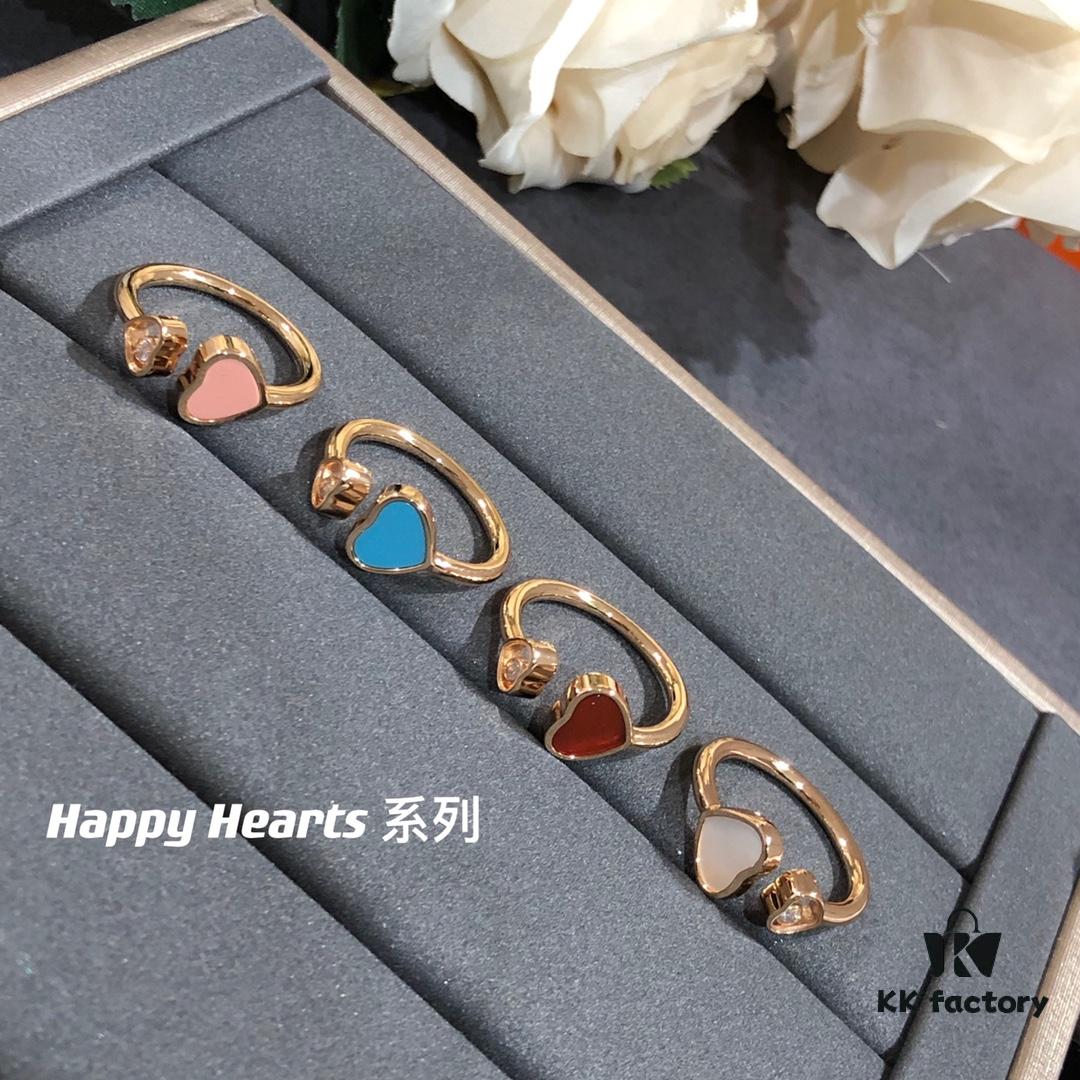 Chopard Happy Hearts Collection Heart Ring with Natural Gemstones and Floating Diamond