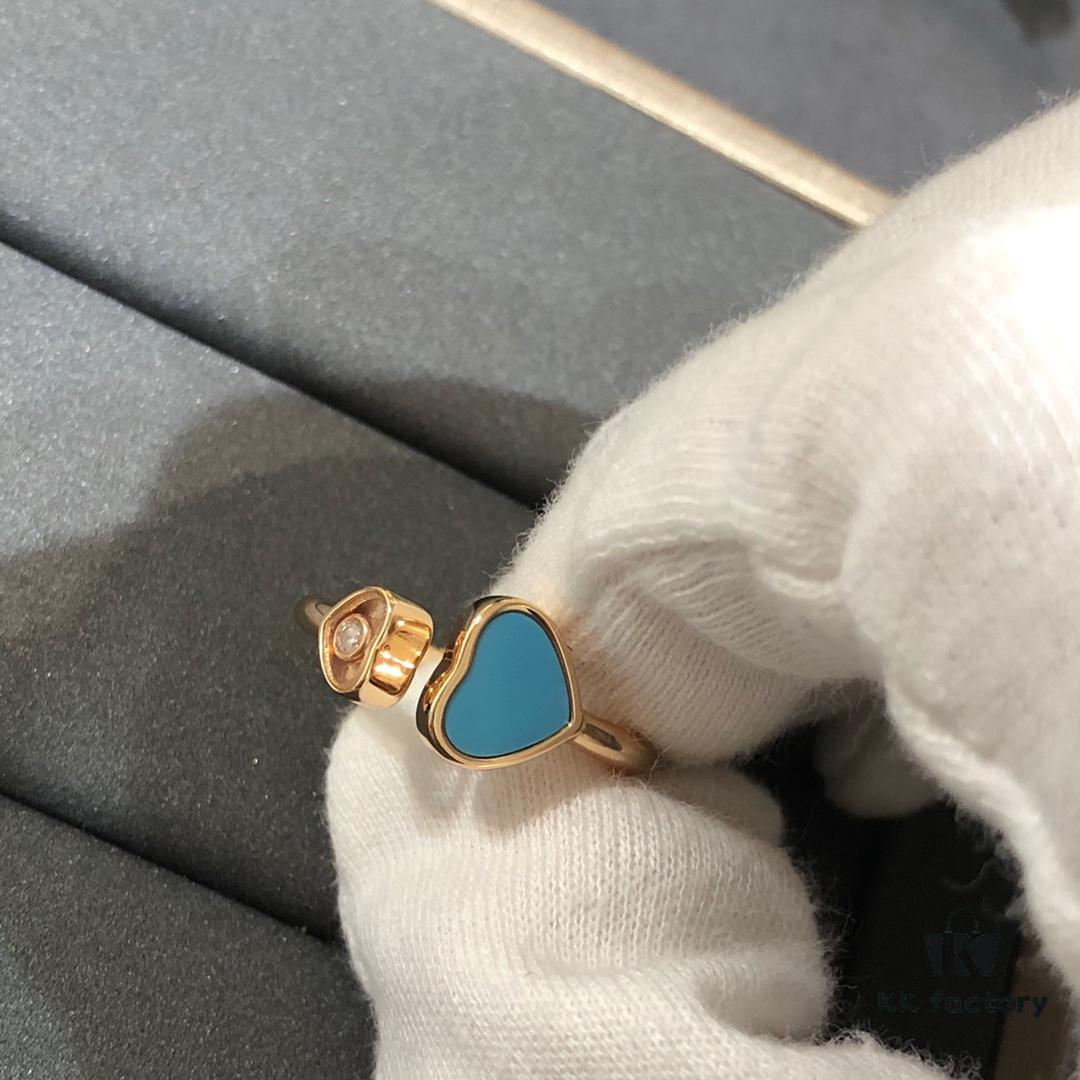 Chopard Happy Hearts Collection Heart Ring with Natural Gemstones and Floating Diamond