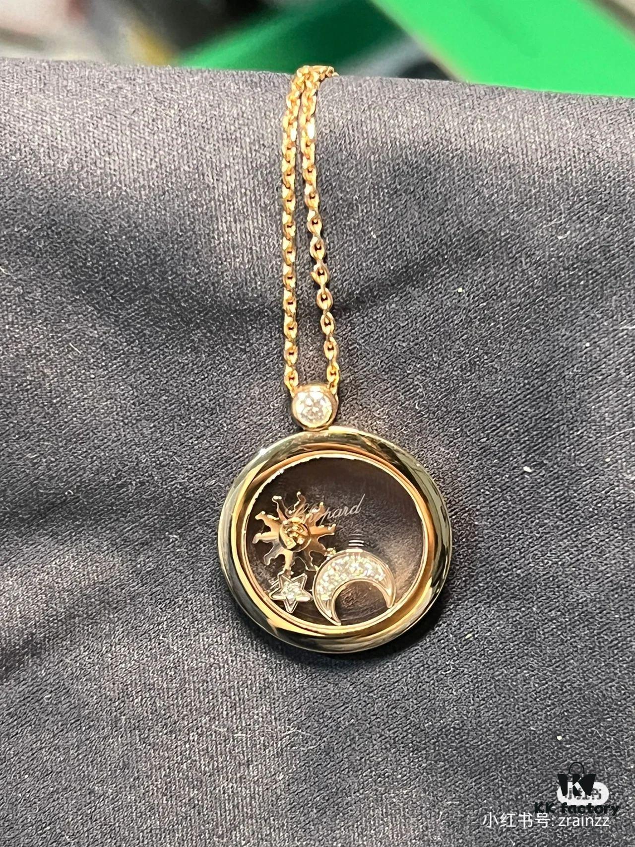 Chopard Happy Stars Necklace in Champagne Gold and White Gold, In Stock