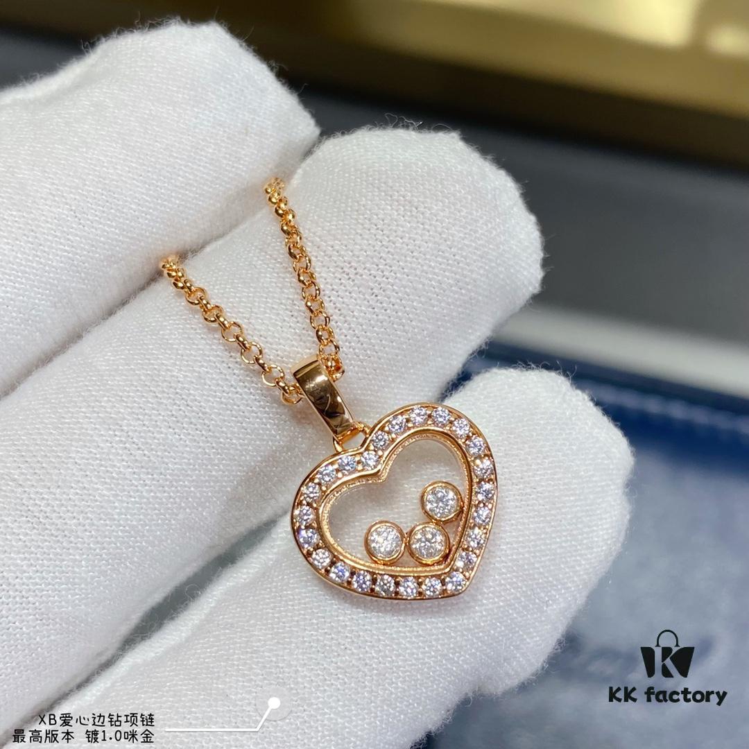 Chopard-inspired Heart Diamond-edge Necklace, In Stock, My Love Hidden in Heart 💓 Yet Revealed in Color 🌈🔥 High-quality K-gold Craftsmanship, Best Value Online ‼️ Bestseller, Colors Available, Excellent 👍, Adorned with Sparkling Zirconias Mimicking K-gold, Fashionable and Elegant ✨✨✨