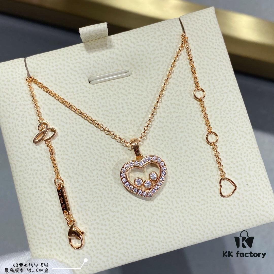 Chopard-inspired Heart Diamond-edge Necklace, In Stock, My Love Hidden in Heart 💓 Yet Revealed in Color 🌈🔥 High-quality K-gold Craftsmanship, Best Value Online ‼️ Bestseller, Colors Available, Excellent 👍, Adorned with Sparkling Zirconias Mimicking K-gold, Fashionable and Elegant ✨✨✨
