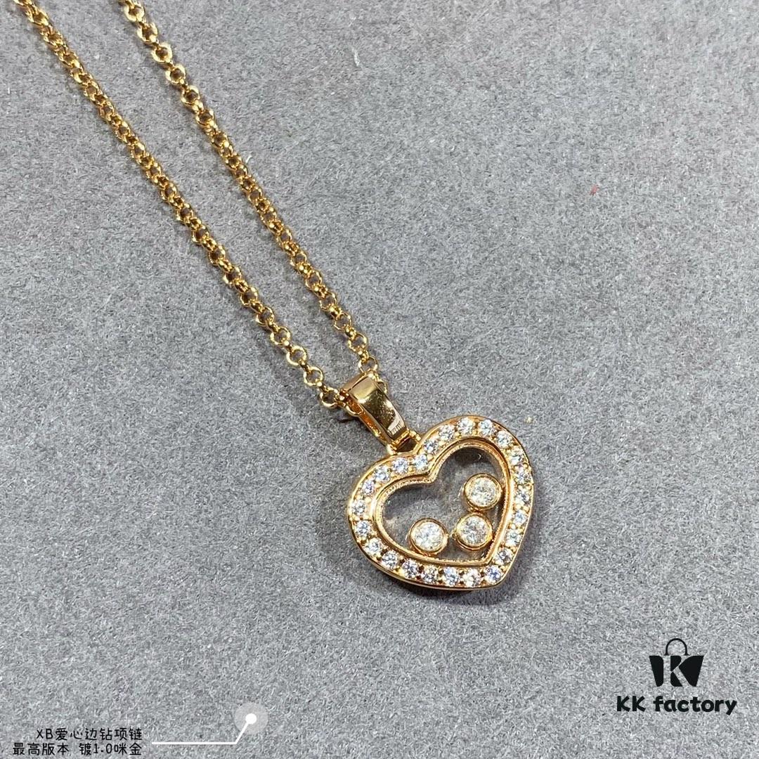 Chopard-inspired Heart Diamond-edge Necklace, In Stock, My Love Hidden in Heart 💓 Yet Revealed in Color 🌈🔥 High-quality K-gold Craftsmanship, Best Value Online ‼️ Bestseller, Colors Available, Excellent 👍, Adorned with Sparkling Zirconias Mimicking K-gold, Fashionable and Elegant ✨✨✨
