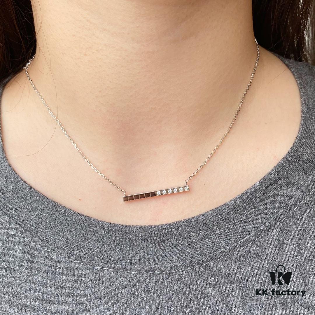 Chopard-Style Diamond Necklace in High-Quality K-Gold with Sparkling Zirconia