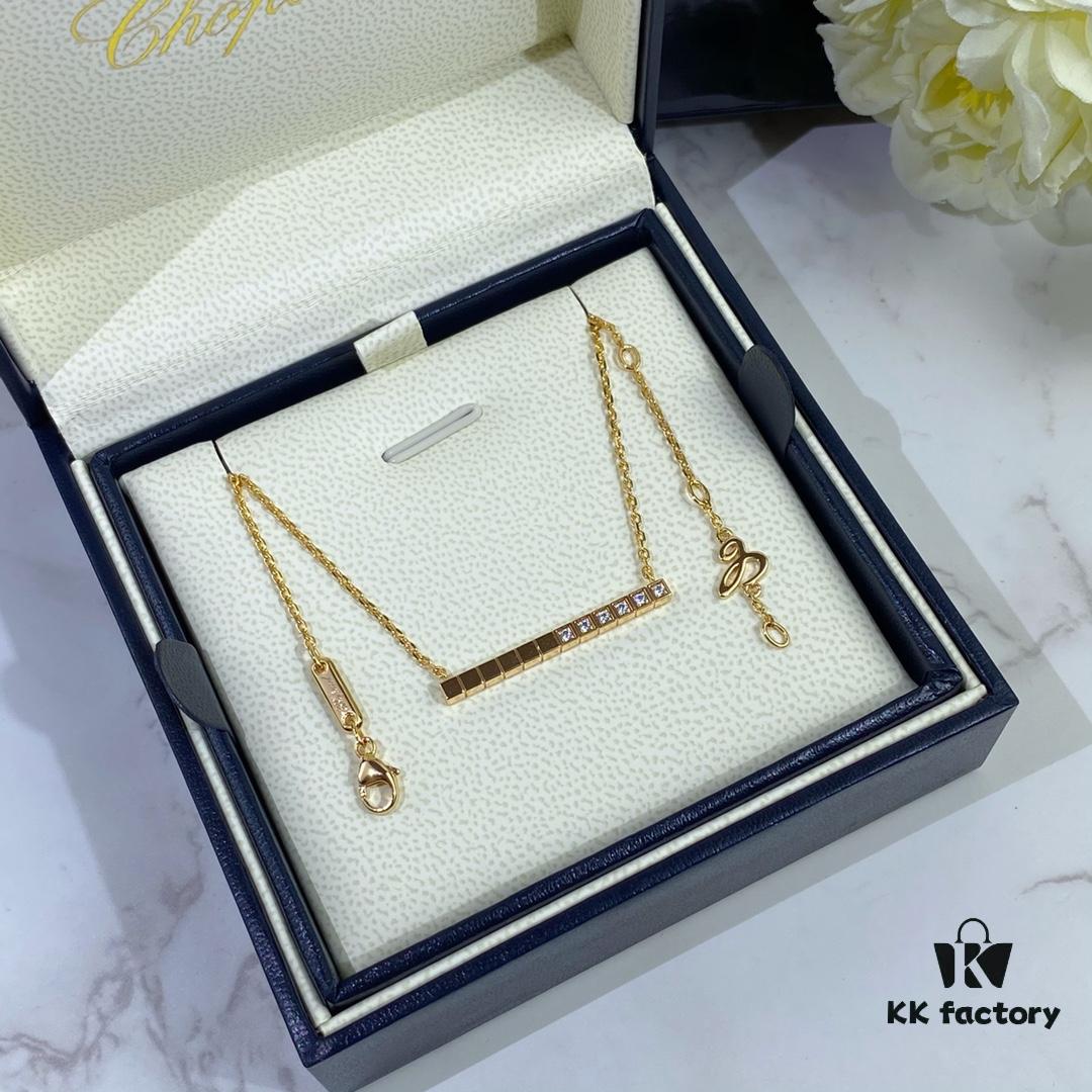 Chopard-Style Diamond Necklace in High-Quality K-Gold with Sparkling Zirconia