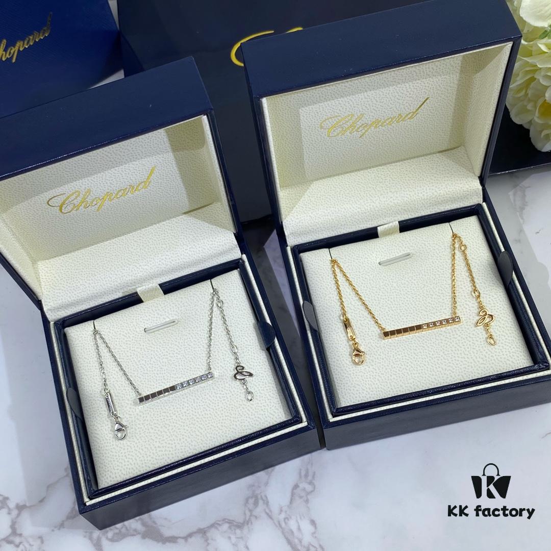 Chopard-Style Diamond Necklace in High-Quality K-Gold with Sparkling Zirconia