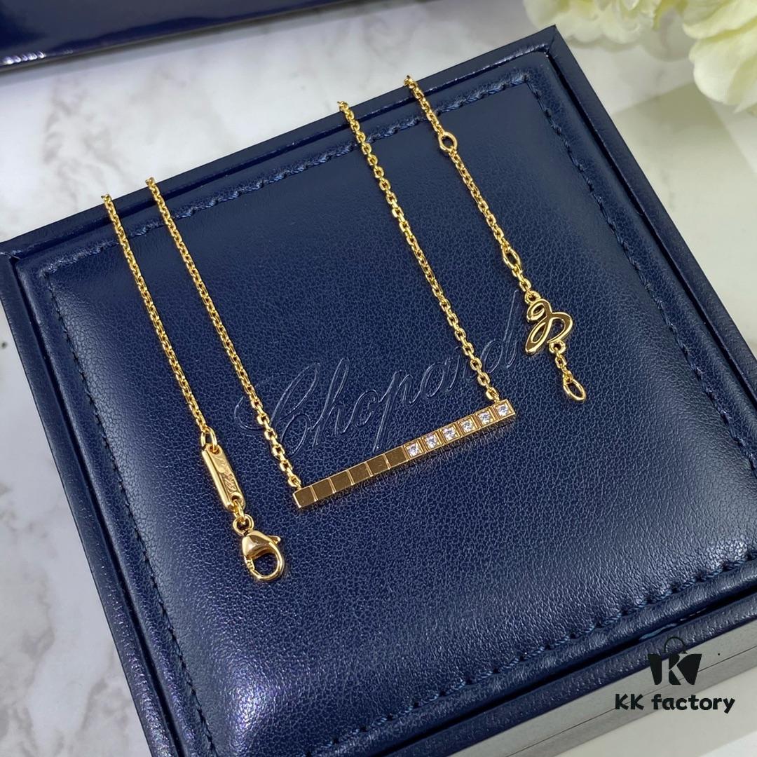 Chopard-Style Diamond Necklace in High-Quality K-Gold with Sparkling Zirconia