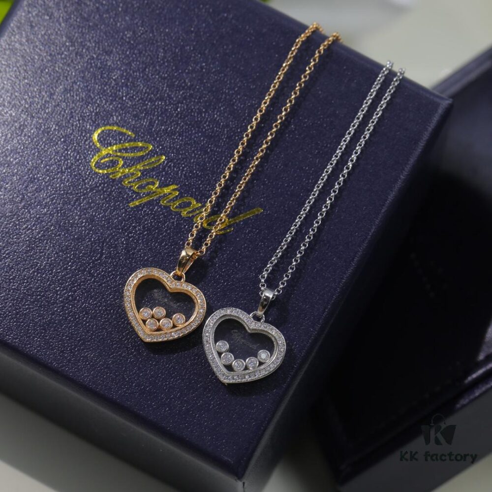 Chopard Necklace - Lucky Chopard with Iconic Moving Diamonds, 18K Rose Gold Plated, Adjustable Length