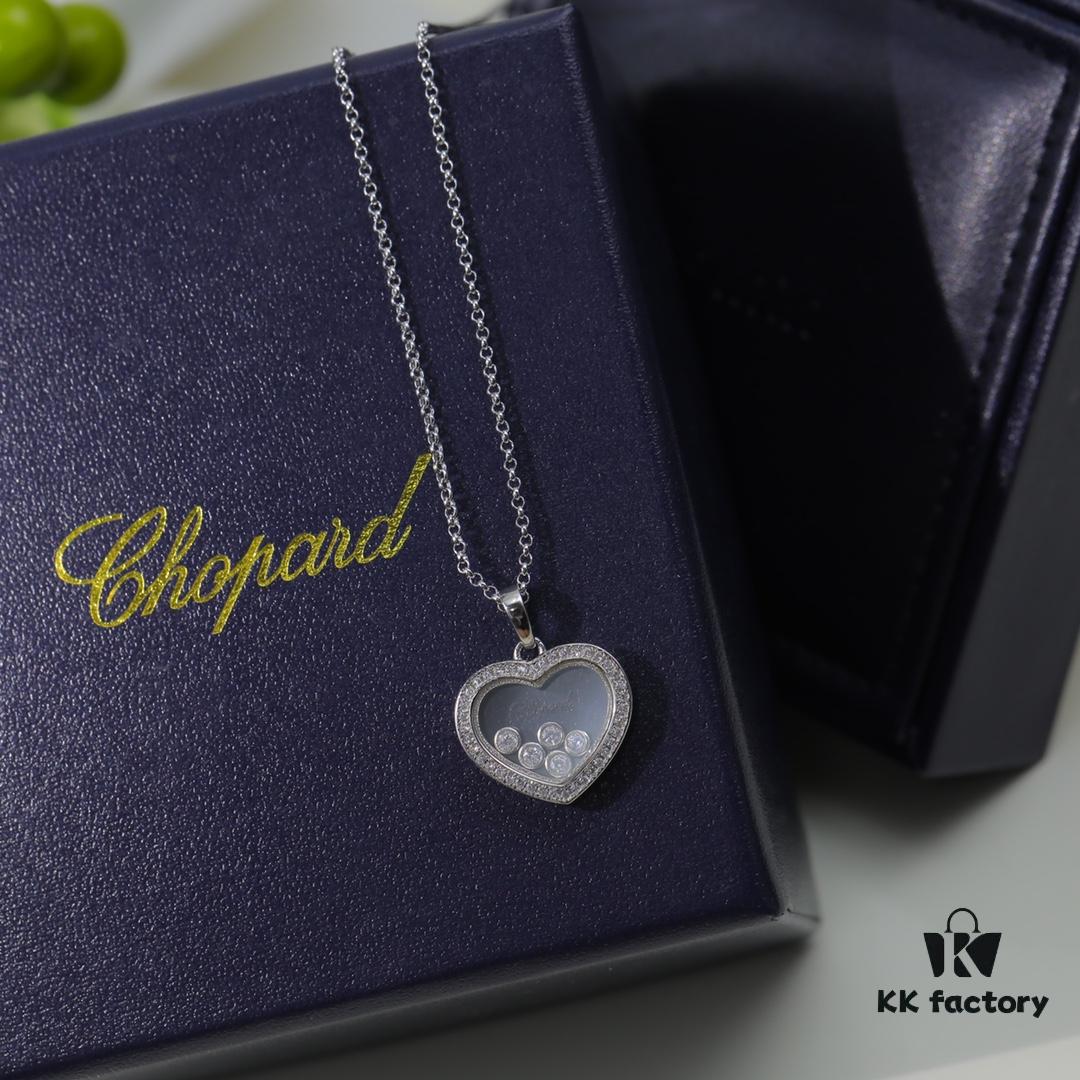 Chopard Necklace - Lucky Chopard with Iconic Moving Diamonds, 18K Rose Gold Plated, Adjustable Length