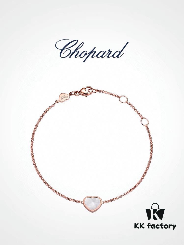 Chopard Angel Hand Chain - Chopard's Symbol of Luck with Iconic Moving Diamond, 18K Gold Plated, Original Logo and Authentic Tag, Adjustable Length Chopard Heart Bracelet