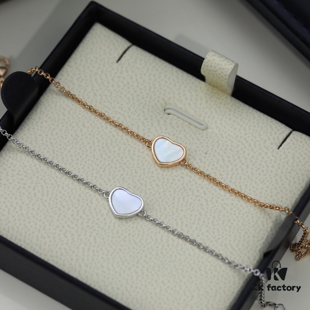 Chopard Angel Hand Chain - Chopard's Symbol of Luck with Iconic Moving Diamond, 18K Gold Plated, Original Logo and Authentic Tag, Adjustable Length Chopard Heart Bracelet