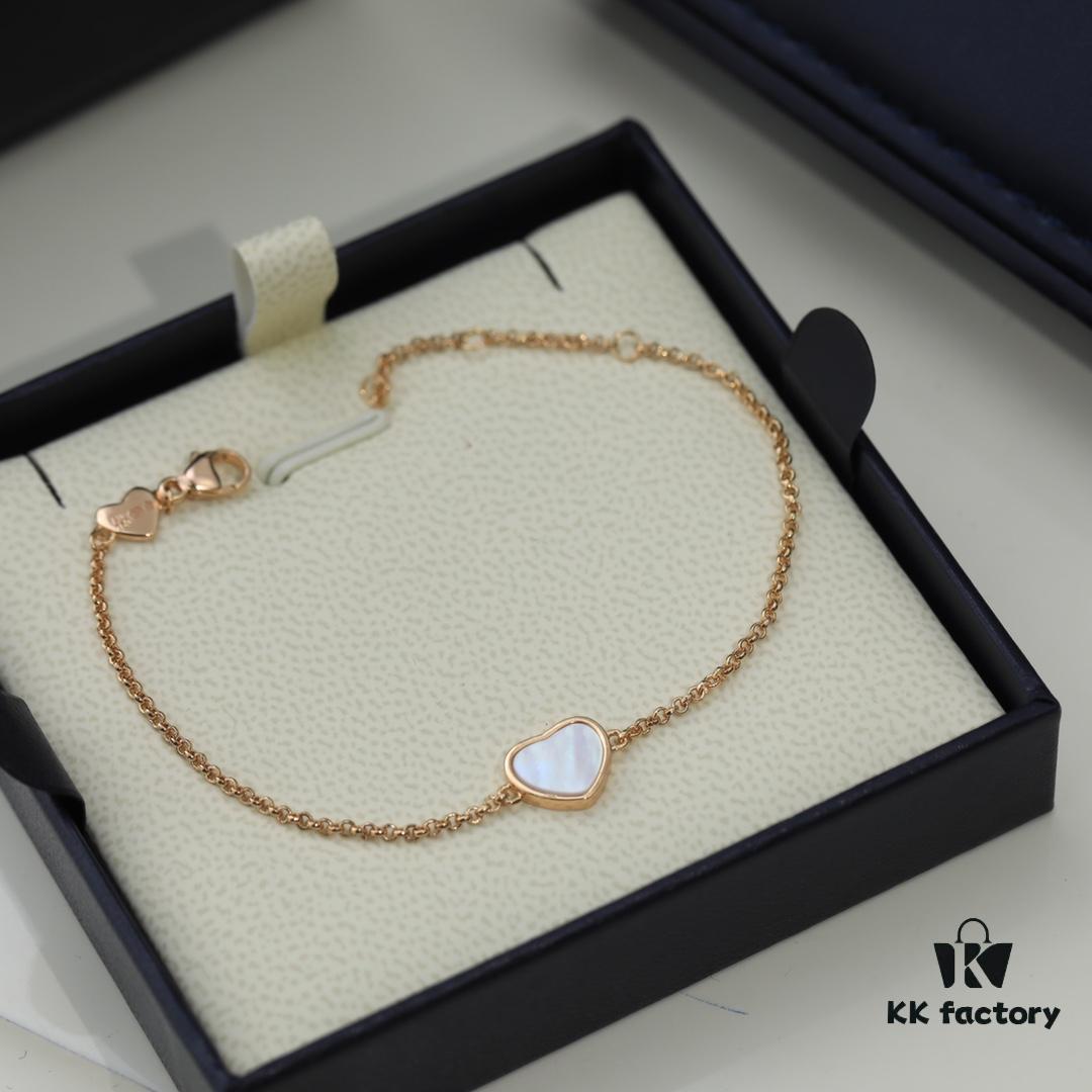 Chopard Angel Hand Chain - Chopard's Symbol of Luck with Iconic Moving Diamond, 18K Gold Plated, Original Logo and Authentic Tag, Adjustable Length Chopard Heart Bracelet