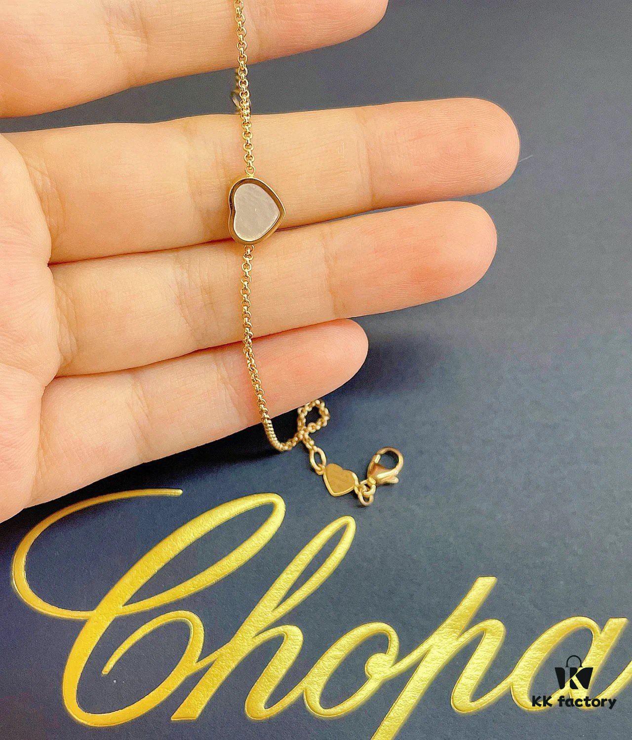 Chopard Angel Hand Chain - Chopard's Symbol of Luck with Iconic Moving Diamond, 18K Gold Plated, Original Logo and Authentic Tag, Adjustable Length Chopard Heart Bracelet