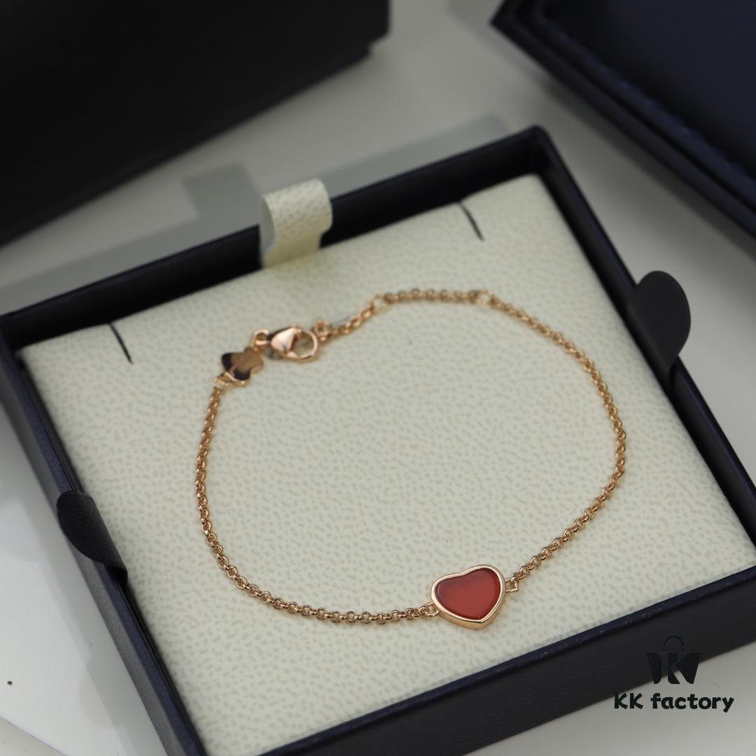 Chopard Angel Hand Chain - Chopard Lucky Symbol with Iconic Moving Diamond, 18K Gold Plated, Original Logo and Authentic Tag, Adjustable Length Chopard Heart Bracelet 53581075