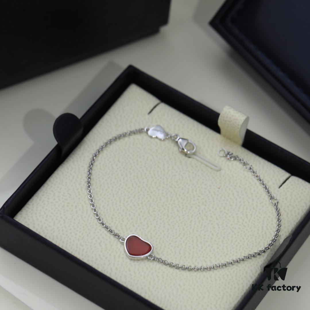 Chopard Angel Hand Chain - Chopard Lucky Symbol with Iconic Moving Diamond, 18K Gold Plated, Original Logo and Authentic Tag, Adjustable Length Chopard Heart Bracelet 53581075