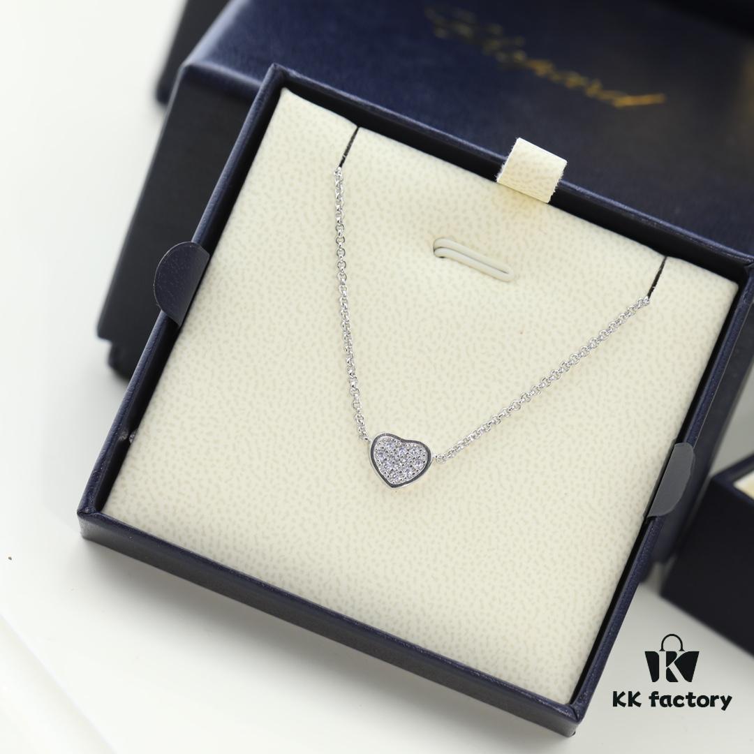 Chopard Necklace: Lucky Chopard with Iconic Moving Diamonds, 18K Gold Plated, Adjustable Chain with Original Logo and Brand Tag