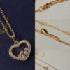 Chopard Necklace - Lucky Chopard with Iconic Moving Diamonds, 18K Rose Gold Plated, Adjustable Length