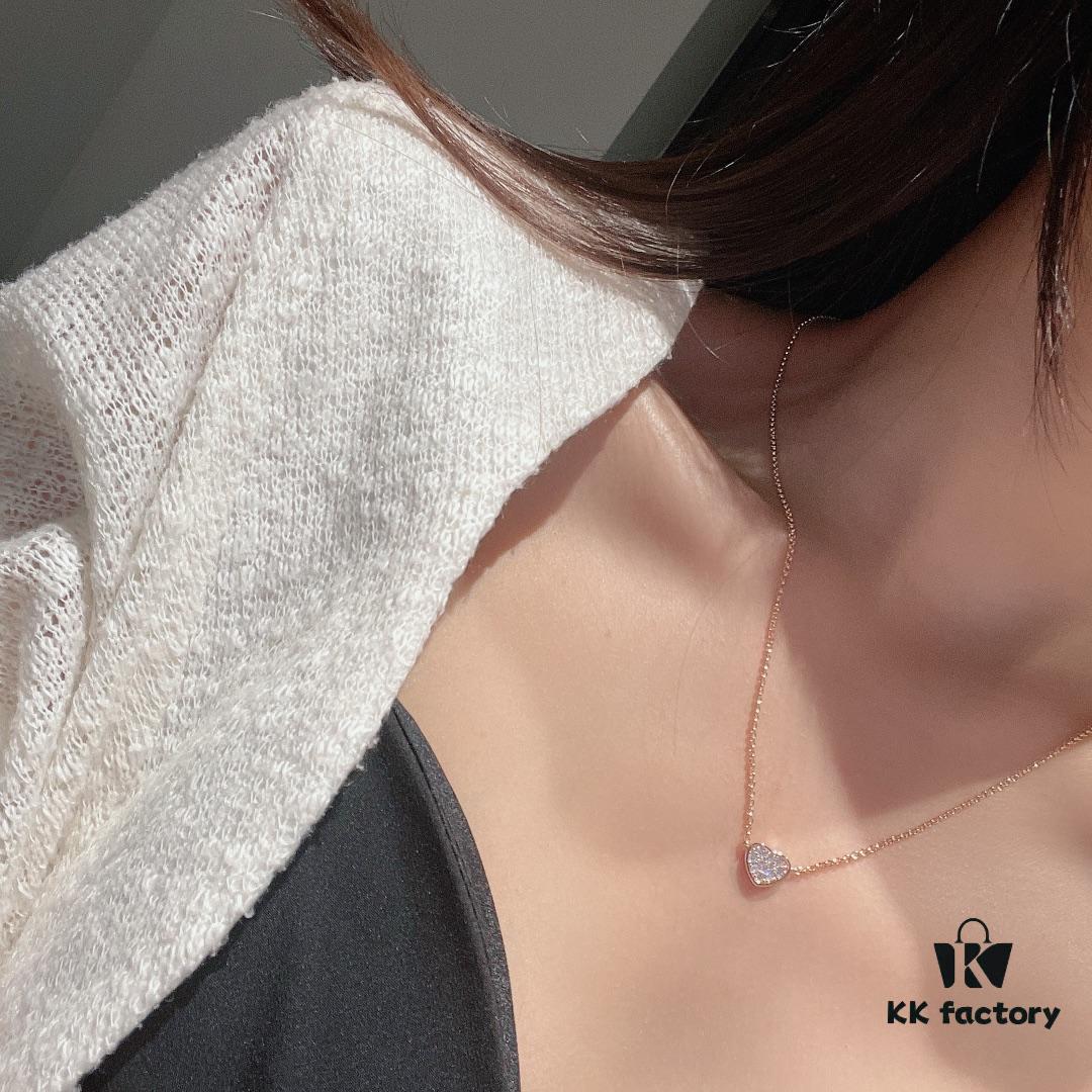 Chopard Necklace: Lucky Chopard with Iconic Moving Diamonds, 18K Gold Plated, Adjustable Chain with Original Logo and Brand Tag