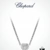 Chopard Necklace: Lucky Chopard with Iconic Moving Diamonds, 18K Gold Plated, Adjustable Chain with Original Logo and Brand Tag