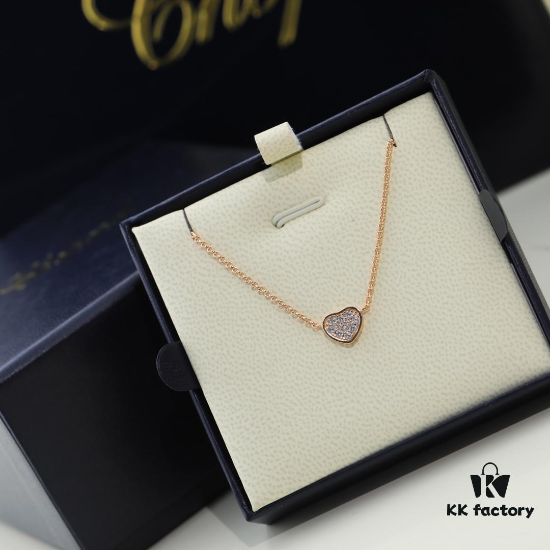 Chopard Necklace: Lucky Chopard with Iconic Moving Diamonds, 18K Gold Plated, Adjustable Chain with Original Logo and Brand Tag