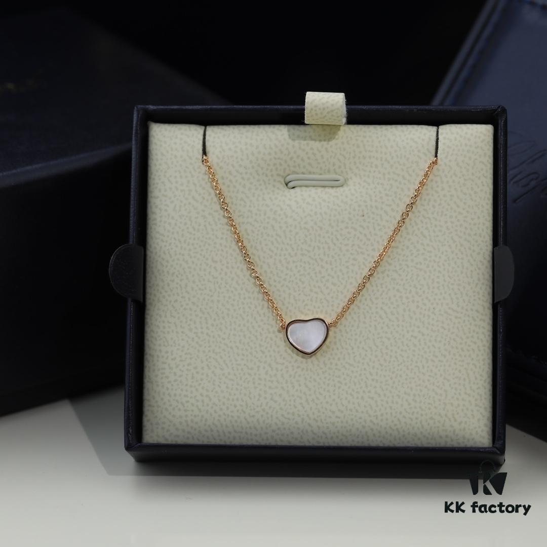 Chopard Necklace – Chopard Love Pendant with Iconic Dancing Diamonds, 18K Rose Gold Plated, Adjustable Chain, Original Logo and Tag