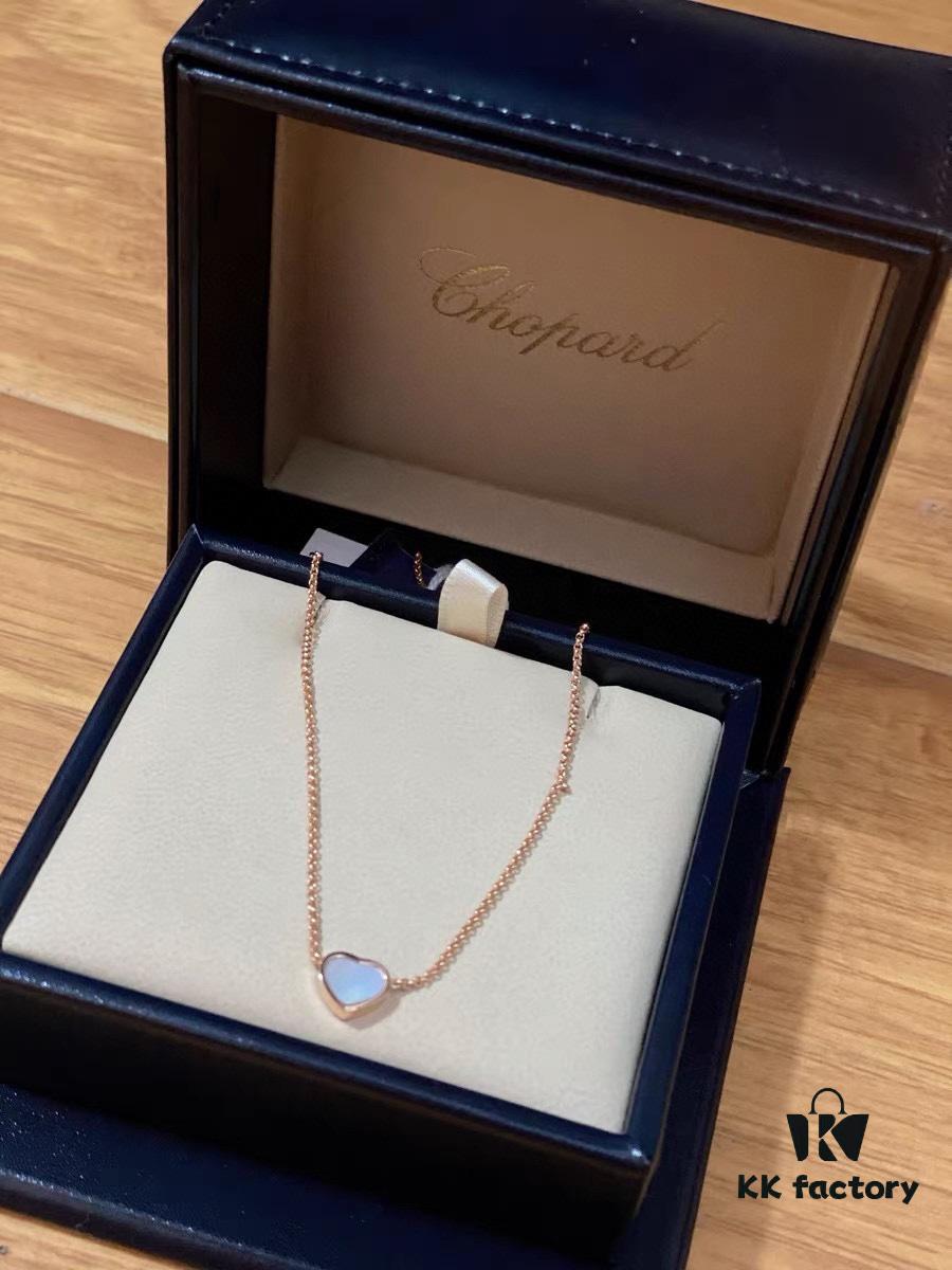 Chopard Necklace – Chopard Love Pendant with Iconic Dancing Diamonds, 18K Rose Gold Plated, Adjustable Chain, Original Logo and Tag