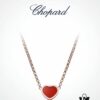 Chopard Necklace: Lucky Chopard with Iconic Moving Diamonds in Electroplated 18K Rose Gold, Adjustable Heart Pendant with Original Logo and Authentic Tag